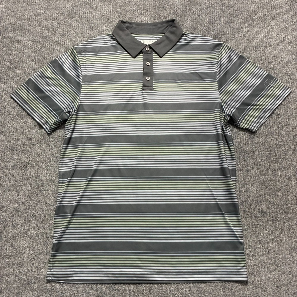PGA Tour Pro Series Mens Golf Polo Shirt Large Striped Athletic Fit Short Sleeve